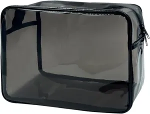 Clear Toiletry Bag, PVC Makeup Bag for Women, Spacious Clear Cosmetic & Toiletry PouchLarge Transparent Makeup Pouch for Travel (Black)