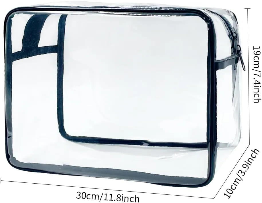 Clear Toiletry Bag, PVC Makeup Bag for Women, Spacious Clear Cosmetic & Toiletry PouchLarge Transparent Makeup Pouch for Travel (Clear)