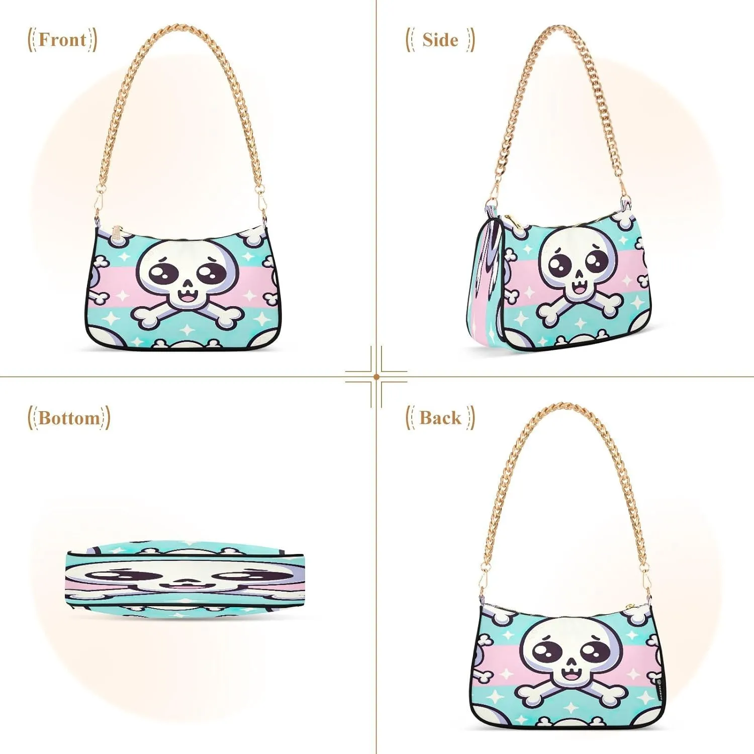 Colorful Leaf Shoulder Bag with Zipper, Crossbody Bags for Women Trendy