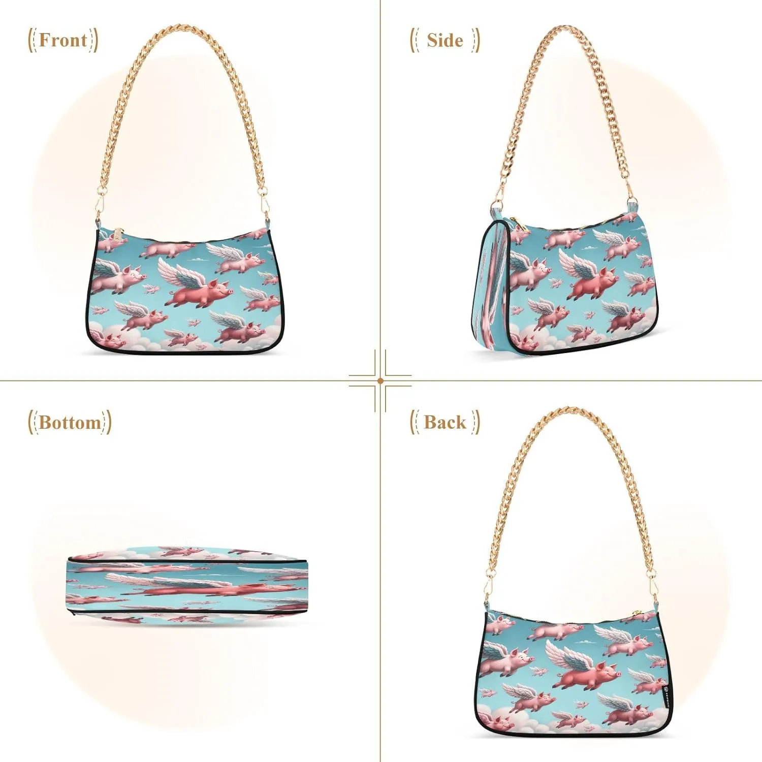 Colorful Leaf Shoulder Bag with Zipper, Crossbody Bags for Women Trendy
