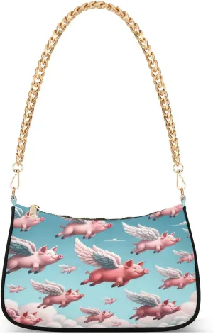 Colorful Leaf Shoulder Bag with Zipper, Crossbody Bags for Women Trendy