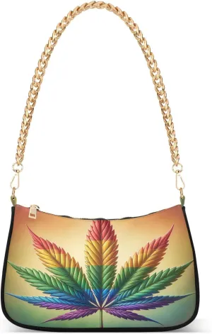 Colorful Leaf Shoulder Bag with Zipper, Crossbody Bags for Women Trendy