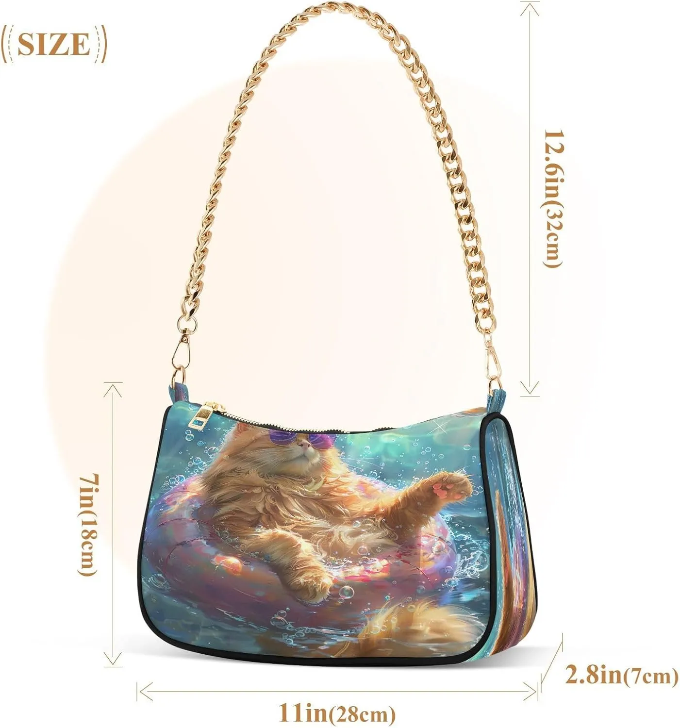 Colorful Leaf Shoulder Bag with Zipper, Crossbody Bags for Women Trendy