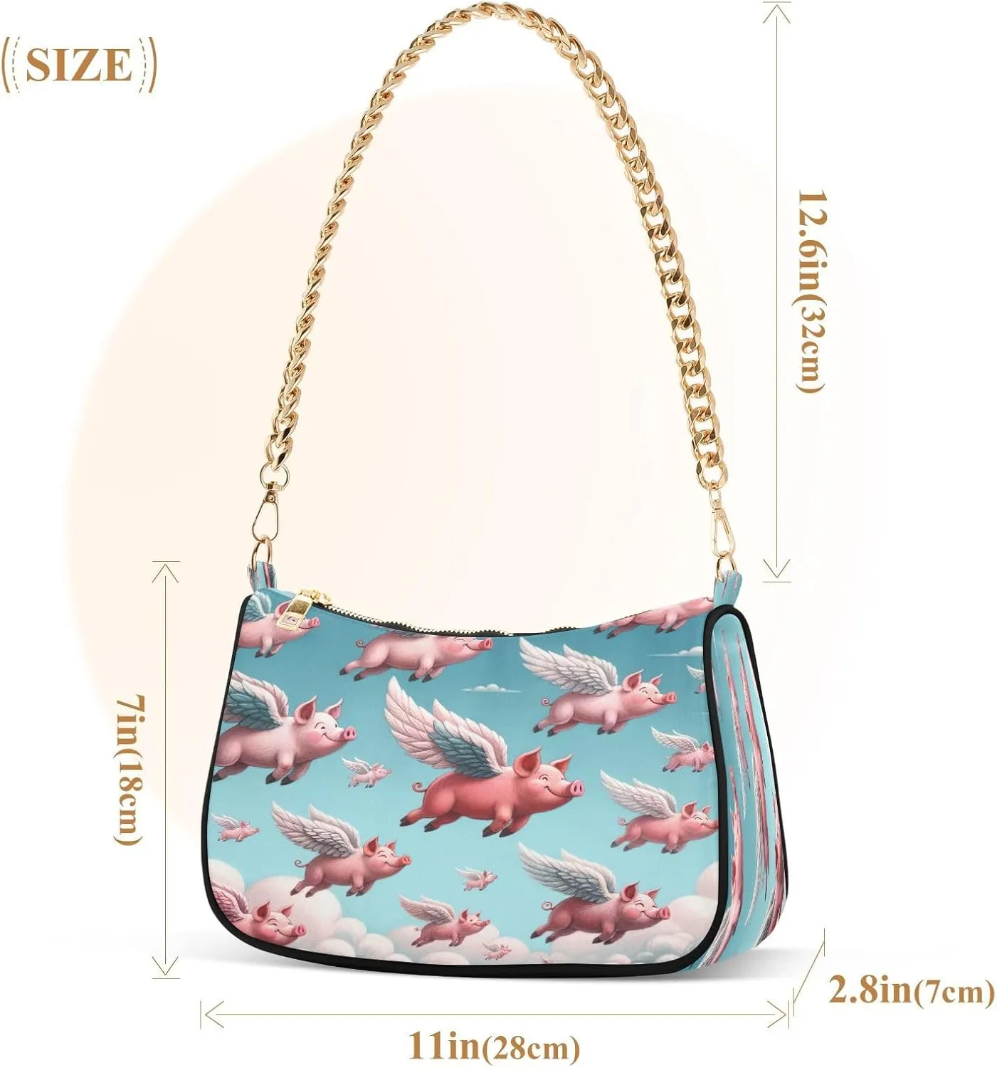Colorful Leaf Shoulder Bag with Zipper, Crossbody Bags for Women Trendy