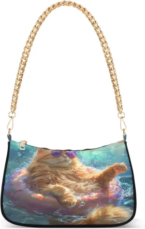 Colorful Leaf Shoulder Bag with Zipper, Crossbody Bags for Women Trendy