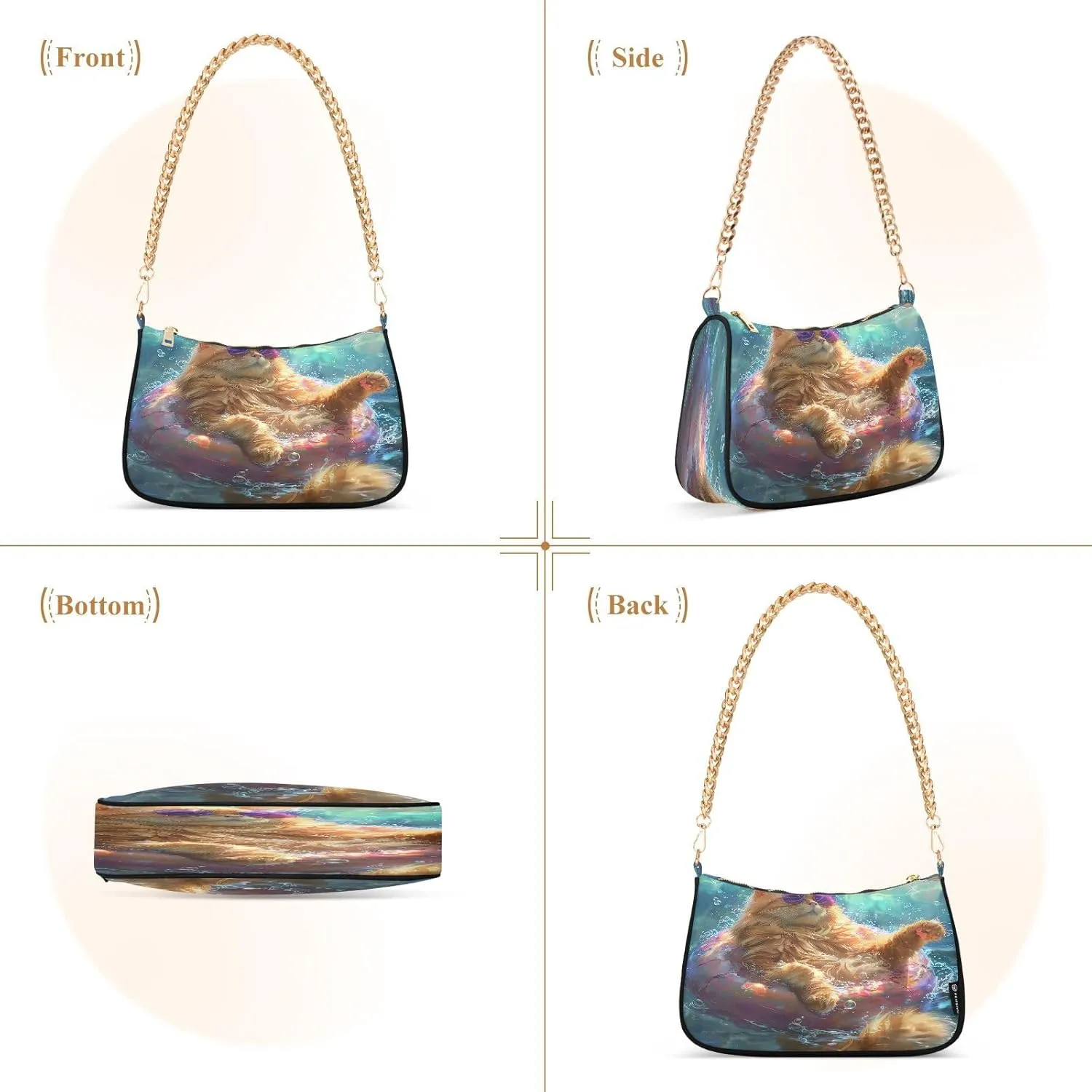 Colorful Leaf Shoulder Bag with Zipper, Crossbody Bags for Women Trendy