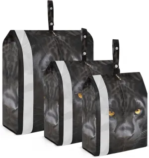 Cool Panther Black Leopard Packing Cubes Set of 3, Lightweight Travel Luggage Organizers Foldable Bags for Easy Packing and Organization