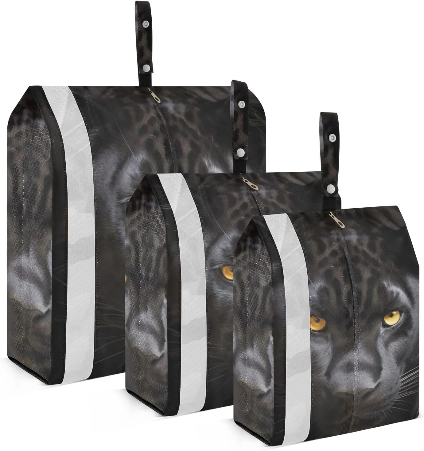 Cool Panther Black Leopard Packing Cubes Set of 3, Lightweight Travel Luggage Organizers Foldable Bags for Easy Packing and Organization