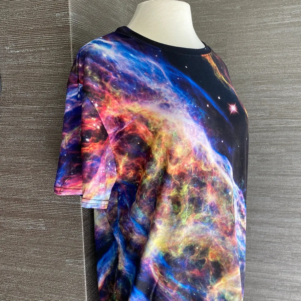 Cosmic Veil Nebula T-Shirt Dress