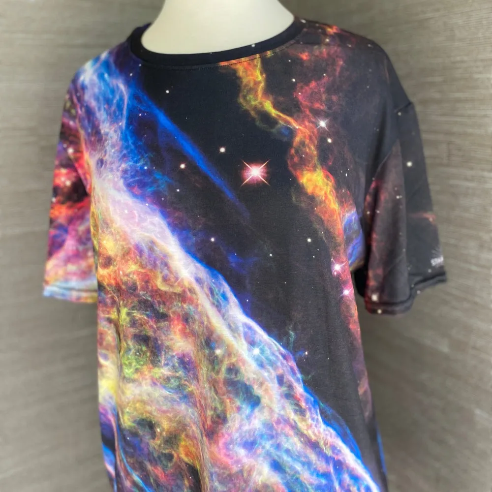 Cosmic Veil Nebula T-Shirt Dress