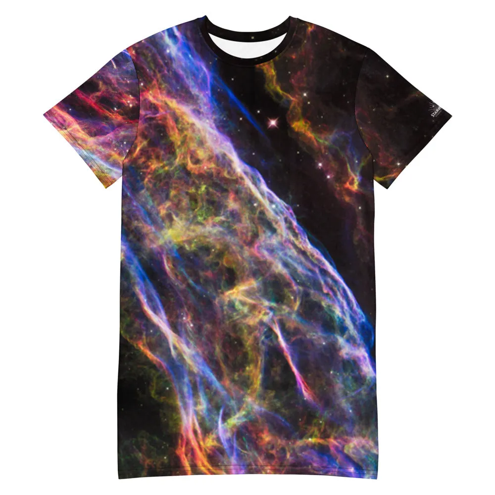 Cosmic Veil Nebula T-Shirt Dress