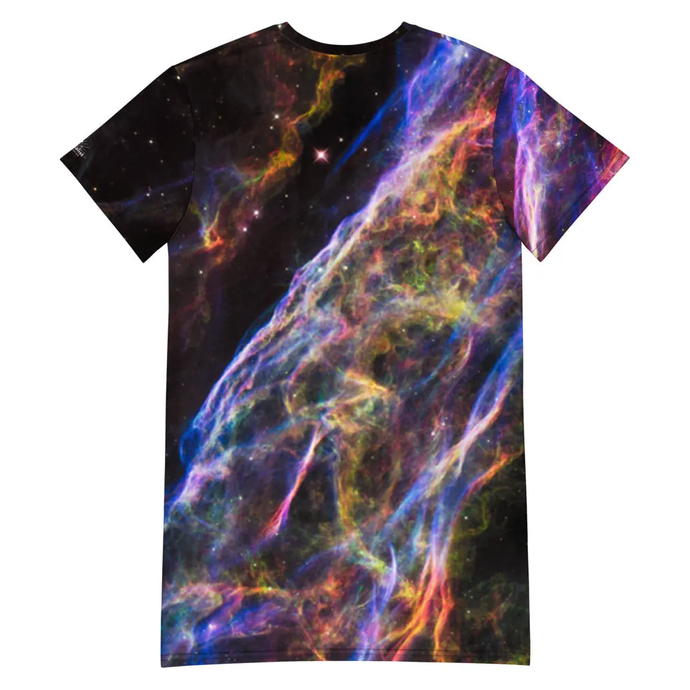 Cosmic Veil Nebula T-Shirt Dress