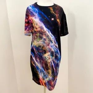 Cosmic Veil Nebula T-Shirt Dress