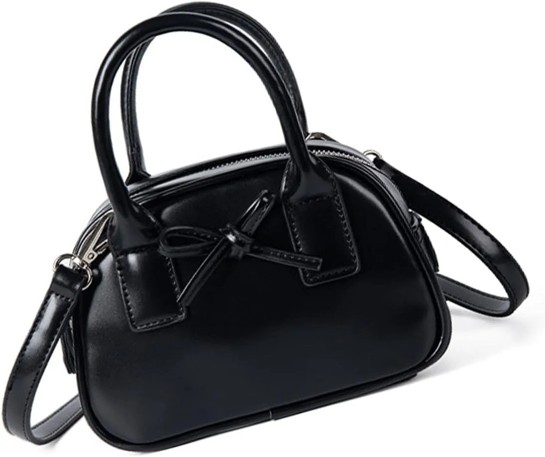 Creative Bows Aesthetic Shoulder Bag PU Leather Handbag Stylish Crossbody Bags Casual Satchel Purse For Everyday Use