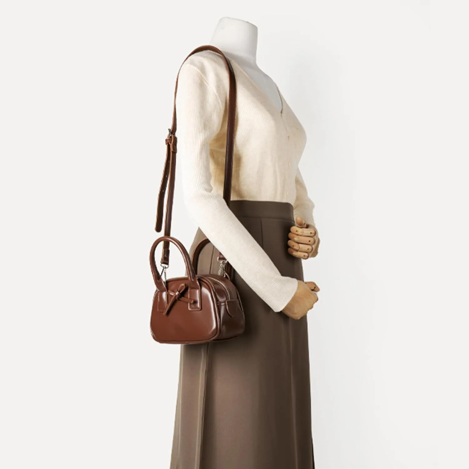 Creative Bows Aesthetic Shoulder Bag PU Leather Handbag Stylish Crossbody Bags Casual Satchel Purse For Everyday Use