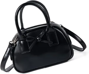 Creative Bows Aesthetic Shoulder Bag PU Leather Handbag Stylish Crossbody Bags Casual Satchel Purse For Everyday Use