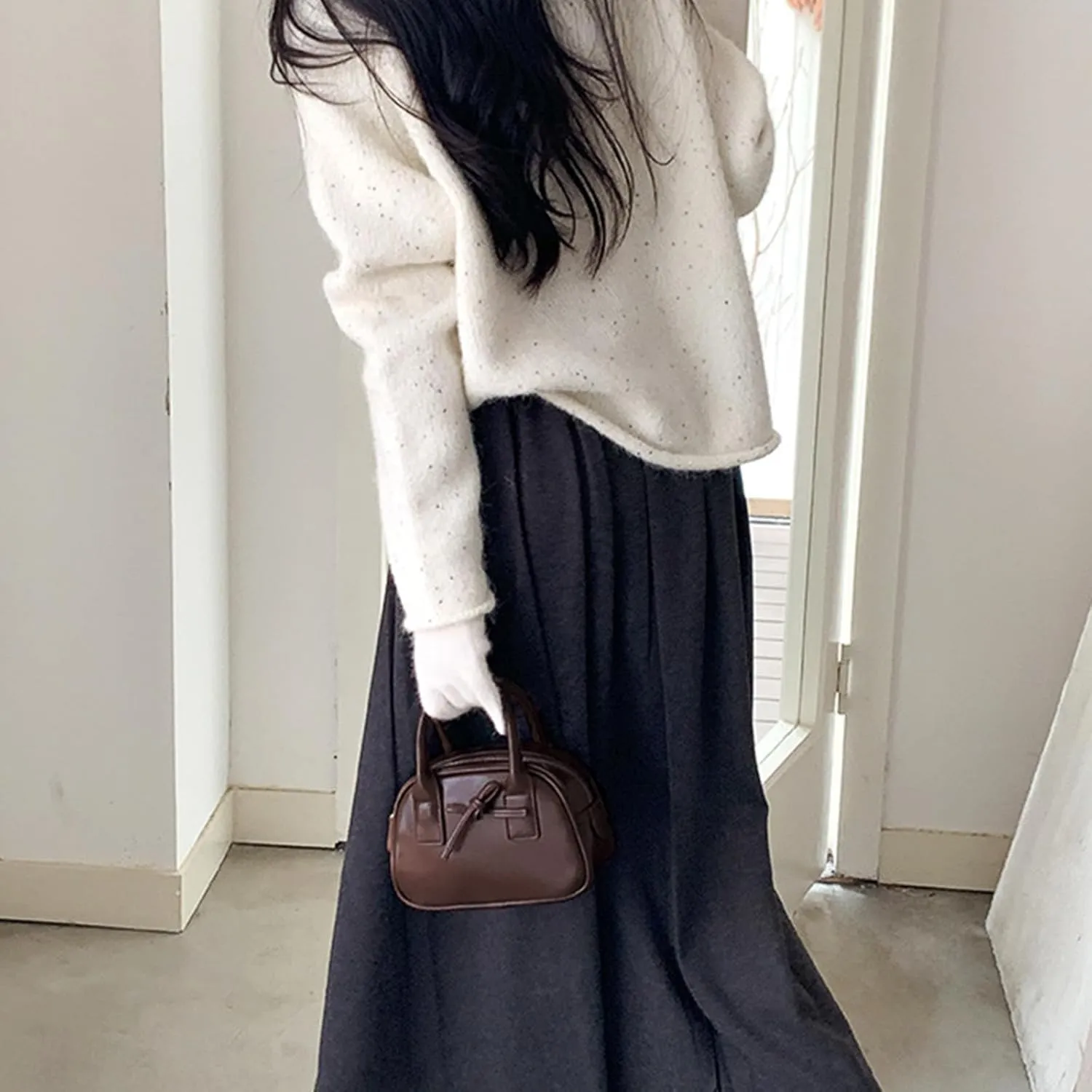 Creative Bows Aesthetic Shoulder Bag PU Leather Handbag Stylish Crossbody Bags Casual Satchel Purse For Everyday Use