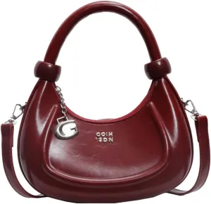 Crescent Bag for Women Vintage PU Leather Handbag Spacious Lightweight Casual Shoulder Crossbody Bag Daily Wear Office Travel All Seasons