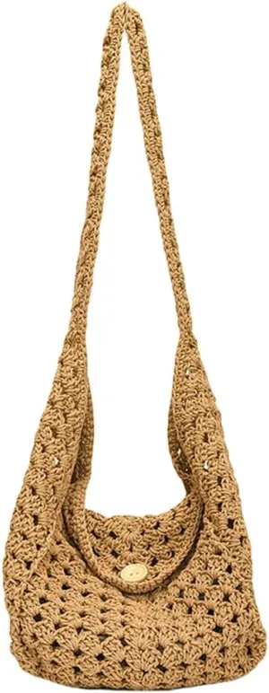 Crochet Bucket Bags For Women Trendy Summer Cute Beach pusres Aesthetic Woven crossbody Vacation shoulder bags