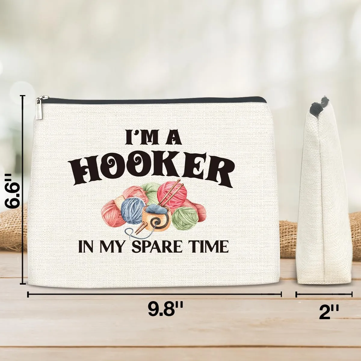 Crochet Gifts Makeup Bag, Crochet Lovers Gifts for Women, Funny Cosmetic Travel Organizer Bag