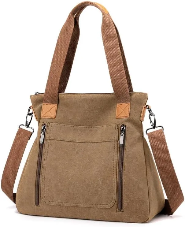 Crossbody Bags for Women Large Tote Bags Laptop Bag Canvas Professional Work Commuter Purse Travel Bag Shoulder Bag Khaki