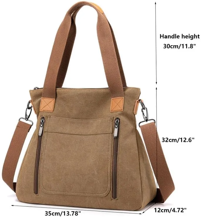 Crossbody Bags for Women Large Tote Bags Laptop Bag Canvas Professional Work Commuter Purse Travel Bag Shoulder Bag Khaki