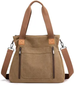 Crossbody Bags for Women Large Tote Bags Laptop Bag Canvas Professional Work Commuter Purse Travel Bag Shoulder Bag Khaki