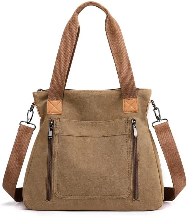 Crossbody Bags for Women Large Tote Bags Laptop Bag Canvas Professional Work Commuter Purse Travel Bag Shoulder Bag Khaki