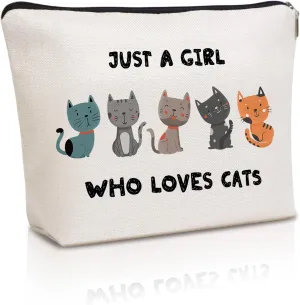 Cute Cat Makeup Bag Travel Cosmetic Zipper Pouch Funny Teen Girls Party Favor Bags Cat Lovers Themed Gifts for Women