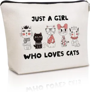 Cute Cat Makeup Bag Travel Cosmetic Zipper Pouch Funny Teen Girls Party Favor Bags Cat Lovers Themed Gifts for Women