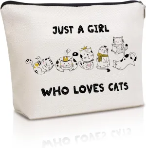 Cute Cat Makeup Bag Travel Cosmetic Zipper Pouch Funny Teen Girls Party Favor Bags Cat Lovers Themed Gifts for Women
