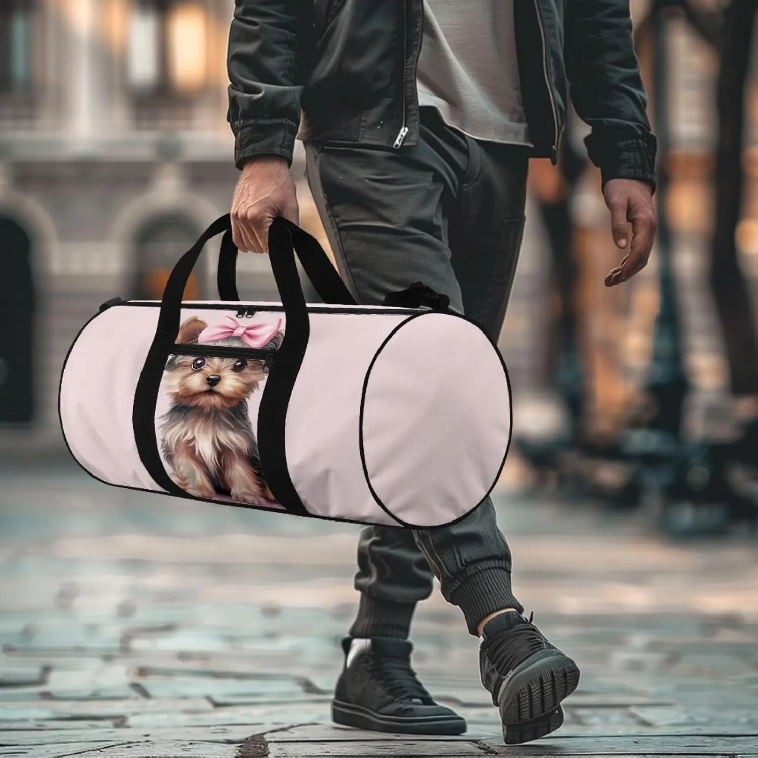 Cute Dog Women Carry On Bag for Woman Schnauzer Travel Bag for Men Portable Overnight Bag Adorable Duffle Bag for Mother Ladies Adorable Garment Bags for Daily