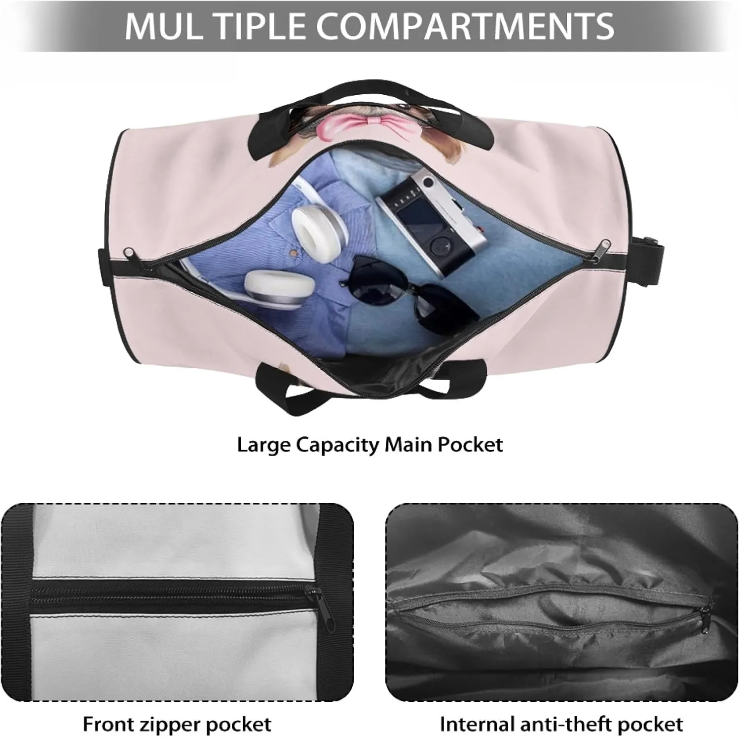 Cute Dog Women Carry On Bag for Woman Schnauzer Travel Bag for Men Portable Overnight Bag Adorable Duffle Bag for Mother Ladies Adorable Garment Bags for Daily