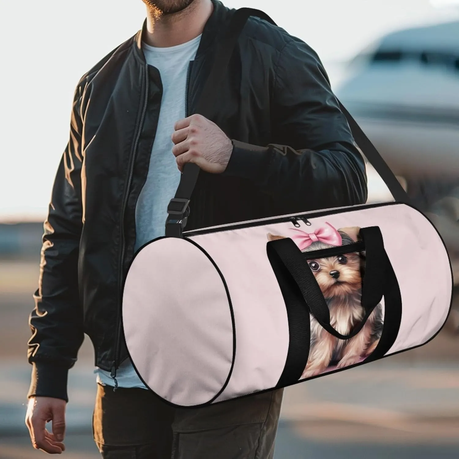 Cute Dog Women Carry On Bag for Woman Schnauzer Travel Bag for Men Portable Overnight Bag Adorable Duffle Bag for Mother Ladies Adorable Garment Bags for Daily