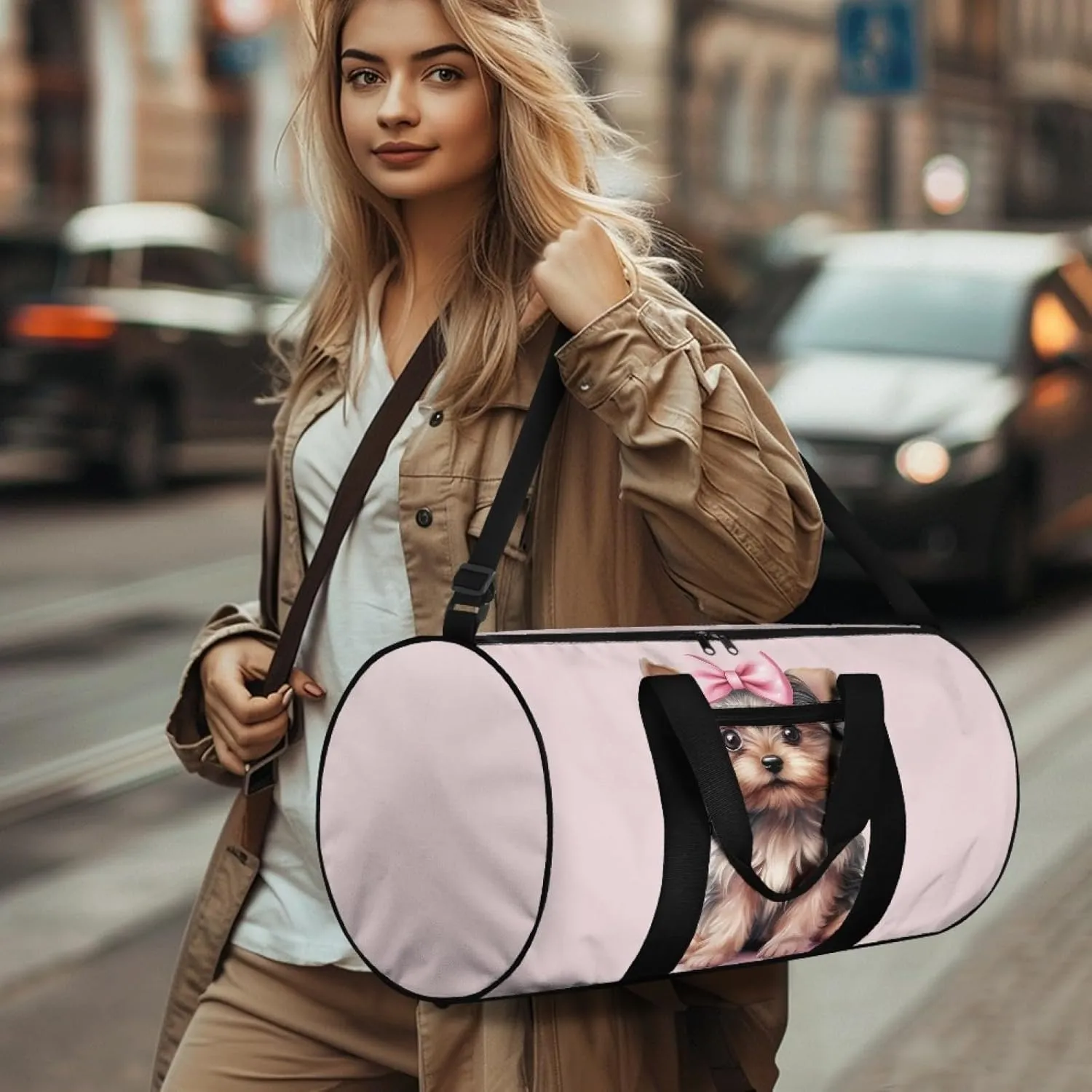 Cute Dog Women Carry On Bag for Woman Schnauzer Travel Bag for Men Portable Overnight Bag Adorable Duffle Bag for Mother Ladies Adorable Garment Bags for Daily