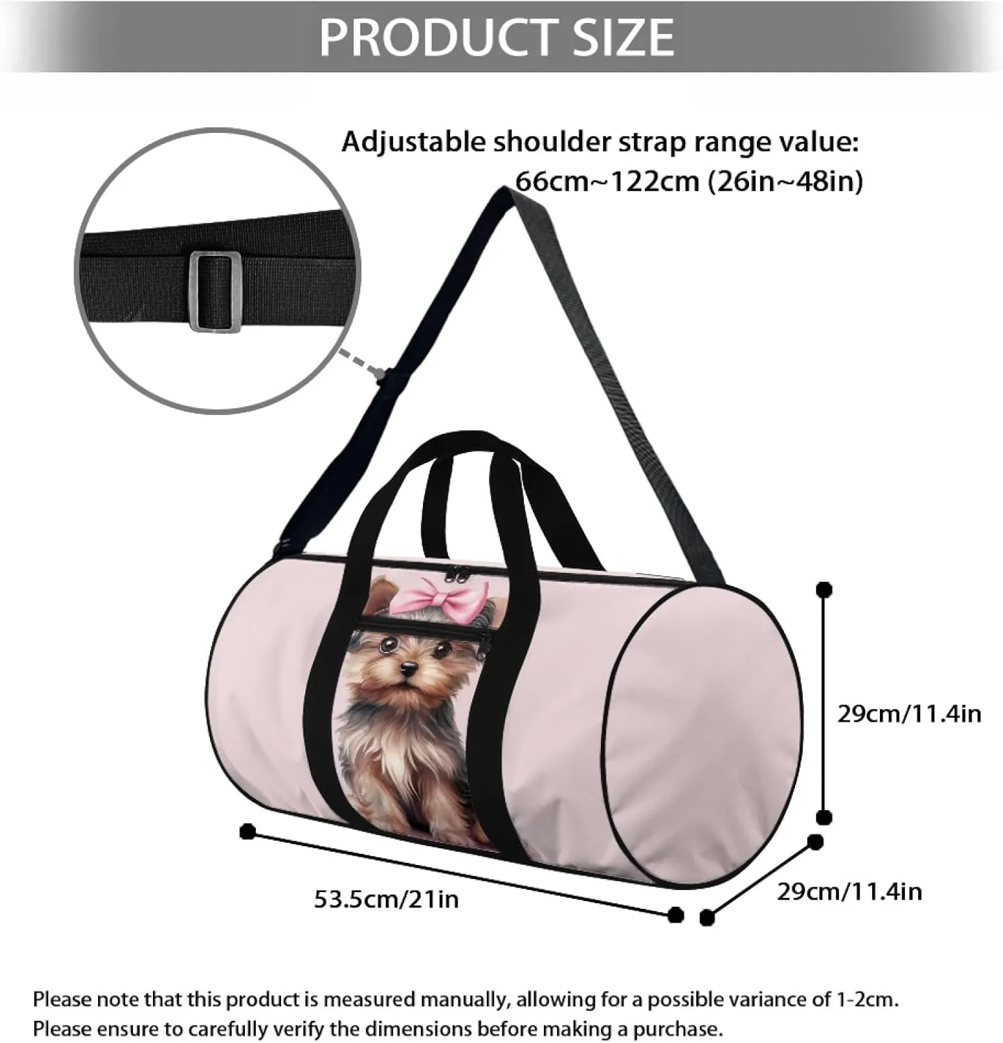 Cute Dog Women Carry On Bag for Woman Schnauzer Travel Bag for Men Portable Overnight Bag Adorable Duffle Bag for Mother Ladies Adorable Garment Bags for Daily