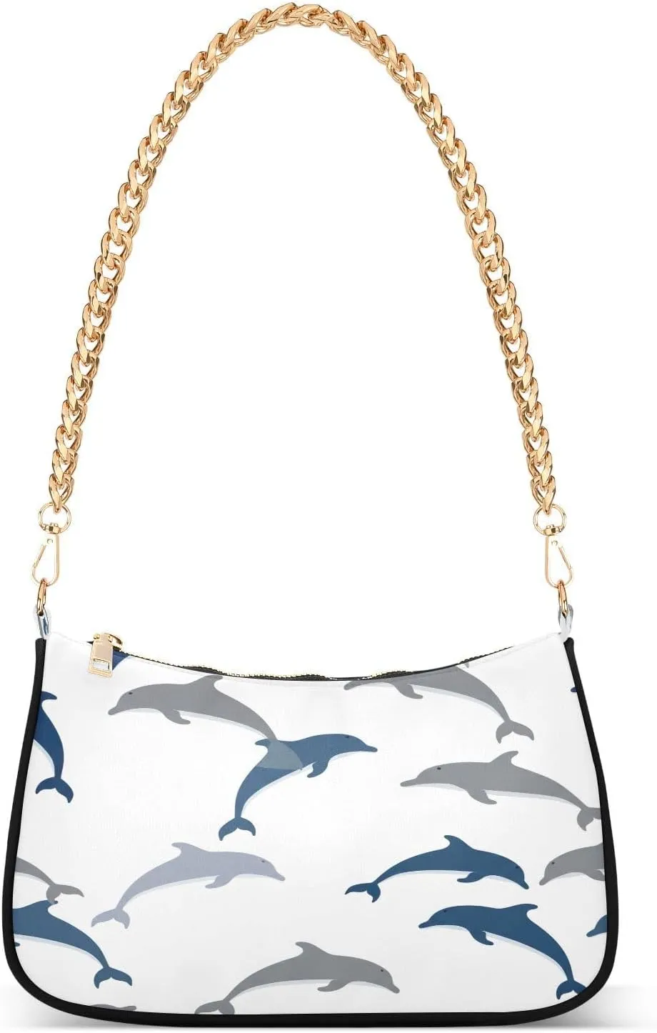 Cute Dolphins White Women's Shoulder Bag, Trendy Hand Bags for Women