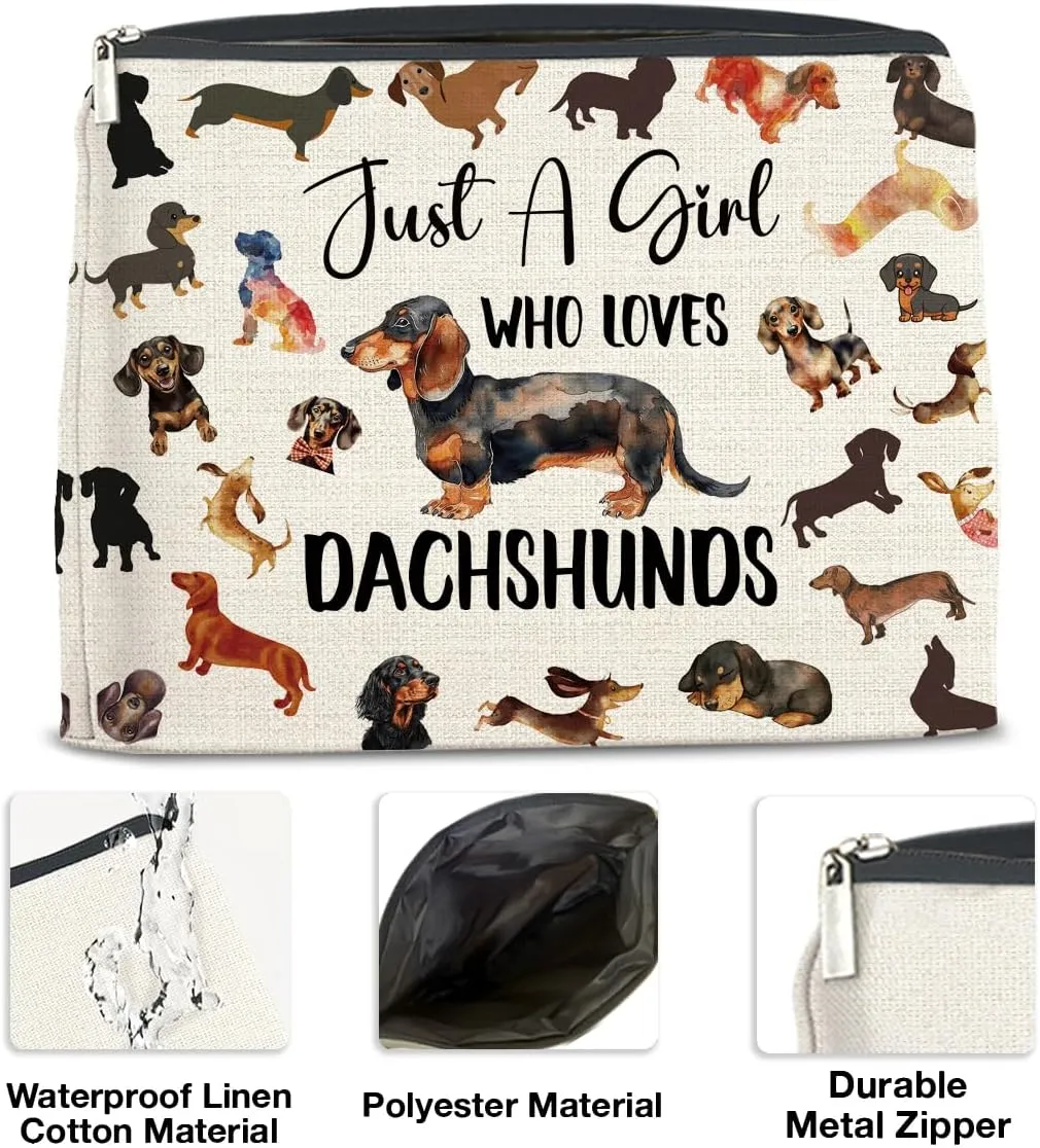 Dachshund Gifts for Women Makeup Bag, Wiener Dog Gifts, Dog Lovers Gift for Women Cosmetic Travel Organizer Toiletry Bag