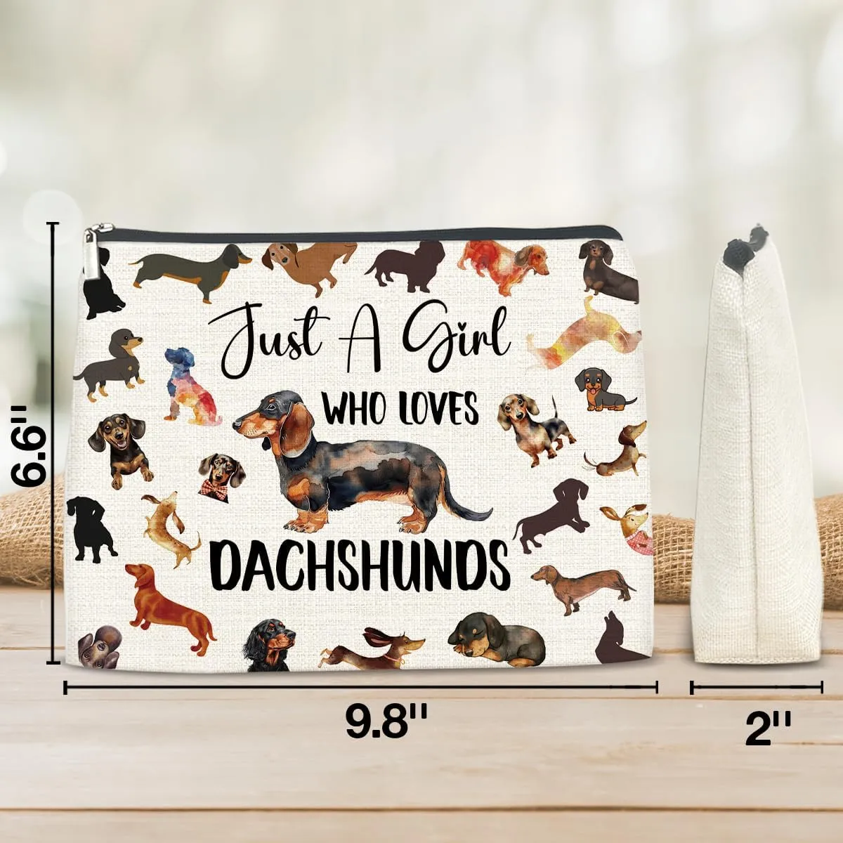 Dachshund Gifts for Women Makeup Bag, Wiener Dog Gifts, Dog Lovers Gift for Women Cosmetic Travel Organizer Toiletry Bag