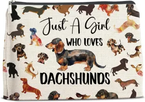 Dachshund Gifts for Women Makeup Bag, Wiener Dog Gifts, Dog Lovers Gift for Women Cosmetic Travel Organizer Toiletry Bag