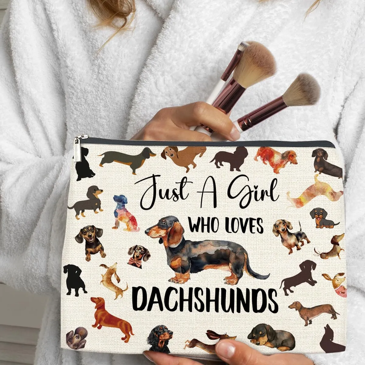 Dachshund Gifts for Women Makeup Bag, Wiener Dog Gifts, Dog Lovers Gift for Women Cosmetic Travel Organizer Toiletry Bag