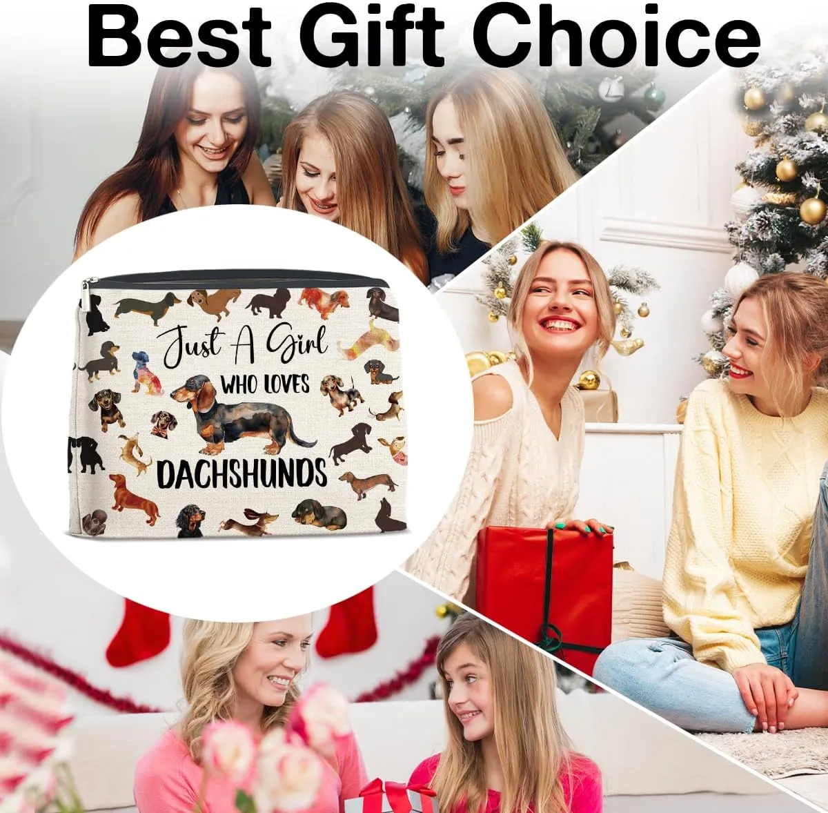 Dachshund Gifts for Women Makeup Bag, Wiener Dog Gifts, Dog Lovers Gift for Women Cosmetic Travel Organizer Toiletry Bag