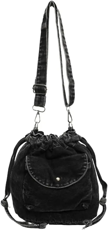 Denim Bucket Bags for Women Chic Y2K Purse Trendy Handbags Underarm Bag Satchel 2024