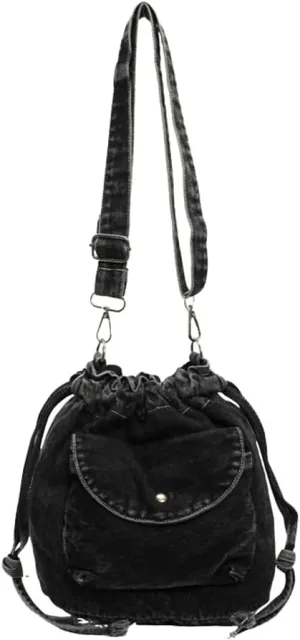Denim Bucket Bags for Women Chic Y2K Purse Trendy Handbags Underarm Bag Satchel 2024