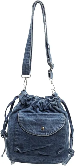Denim Bucket Bags for Women Chic Y2K Purse Trendy Handbags Underarm Bag Satchel 2024