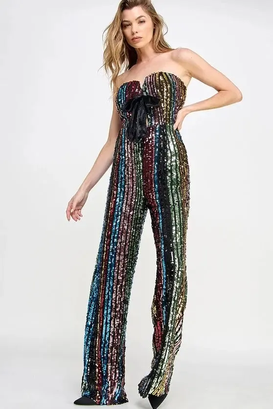 Don't Start Now Multi Sequin Jumpsuit