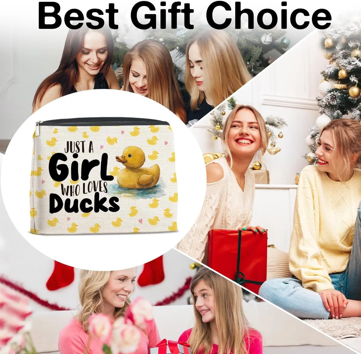 Duck Gifts Makeup Bag, Gifts for Duck Lovers Bestie Sister Friend Birthday Christmas, Cosmetic Travel Organizer Toiletry Bag