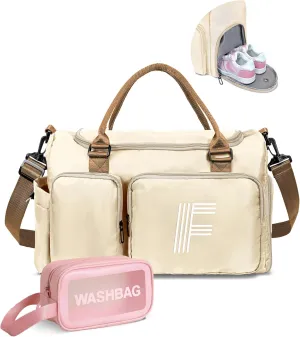 Duffel Bag Women, Initial Travel Duffel Bag, Sports Gym Bag, Personalized Weekender Bag with Shoulder Strap, Monogram Overnight Bag for Women, Gifts for Friends Female Mom
