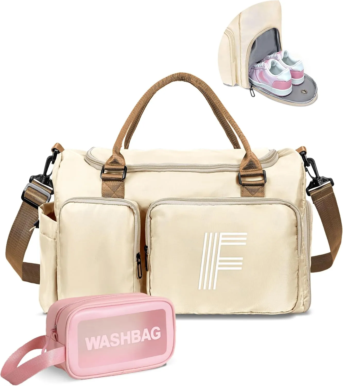Duffel Bag Women, Initial Travel Duffel Bag, Sports Gym Bag, Personalized Weekender Bag with Shoulder Strap, Monogram Overnight Bag for Women, Gifts for Friends Female Mom