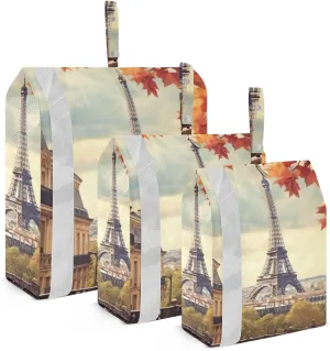 Eiffel Tower Landscape Packing Cubes Set of 3, Lightweight Travel Luggage Organizers Foldable Bags for Easy Packing and Organization